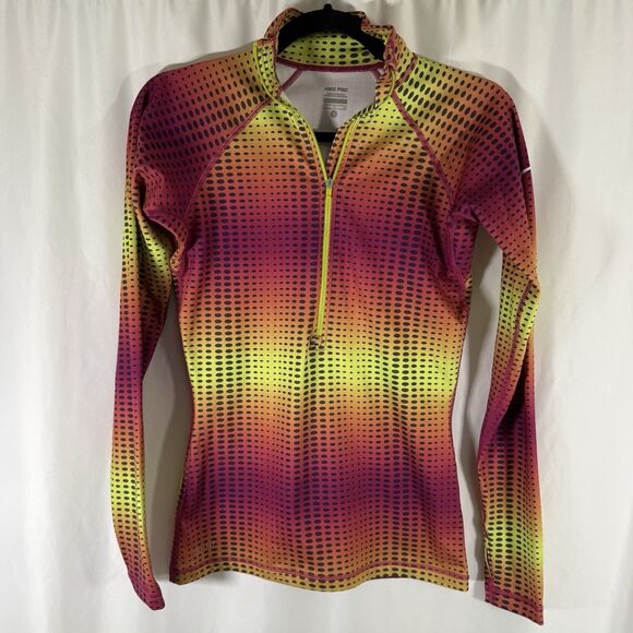 Nike Pro Jacket Women's Small Rainbow 1/4 Zip Long Sleeve Turtleneck - Picture 1 of 11